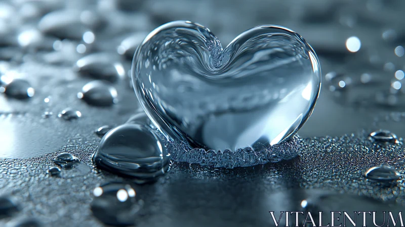 Water droplet shaped like heart on dark surface
