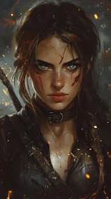 Scarred storm-hunter studies you through ember-bright eyes