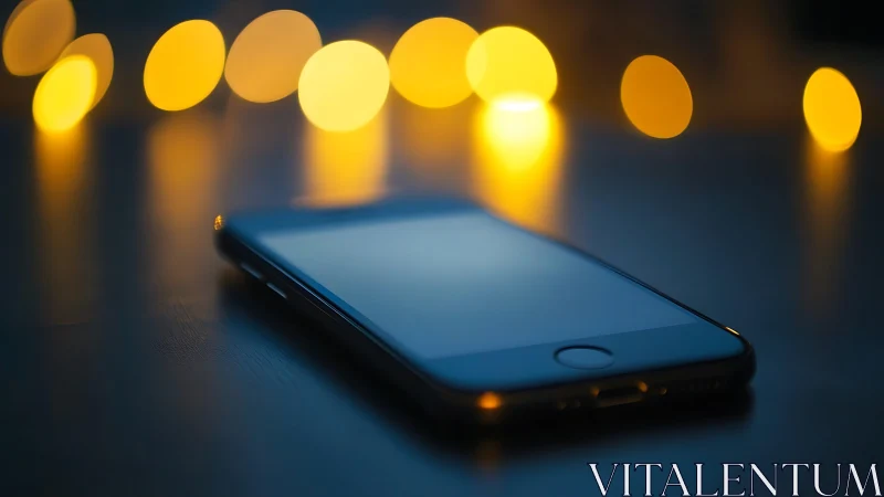 Smartphone with bokeh ambient lighting optical rendering.