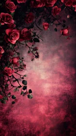 Crimson Roses on Textured Dark Background.