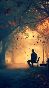 Quiet autumn evening with a thoughtful soul in the park.