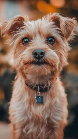 Bright-eyed terrier pup dazzles in amber afternoon glow.