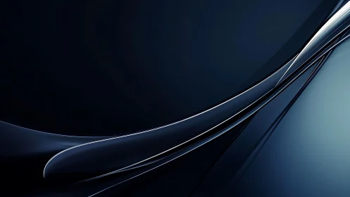 Sleek Abstract Blue and Black Digital Art with Glossy Curves.