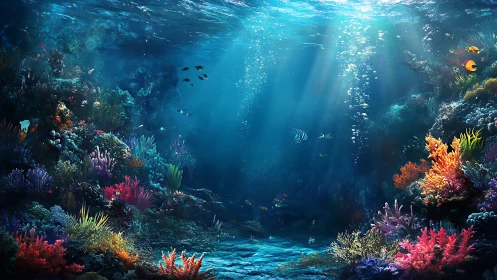 Sunlit coral kingdom where quiet ocean colors bloom.