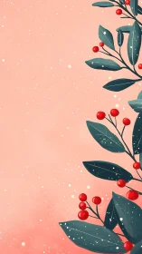 Winter berries lean into coral skies with quiet sparkle.