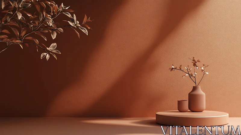 Terracotta calm: sculpted vases bask in warm desert light.