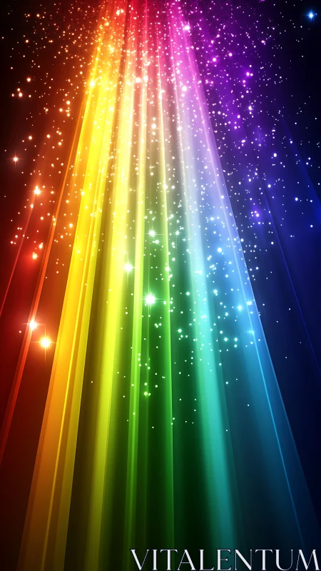 Vertical spectrum light beams intersect with dispersed particles
