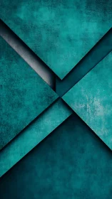 Teal geometric panels intersect forming textured abstract cross