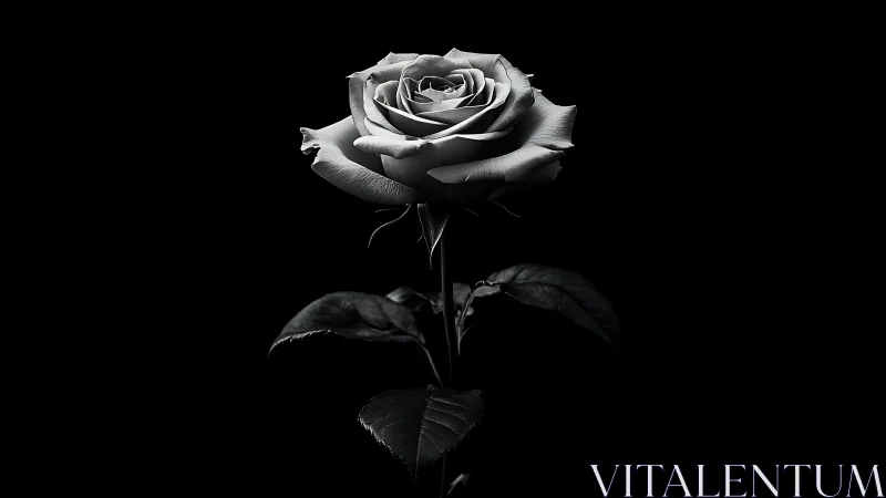 Monochrome rose portrait in dramatic low‑key lighting.