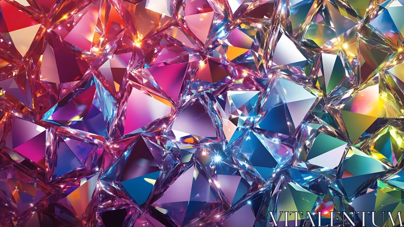 Prismatic crystal facets glow in a lively rainbow mosaic