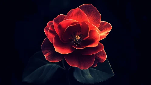Luminescent Red Rose Specimen: Dramatic Backlit Floral Study.
