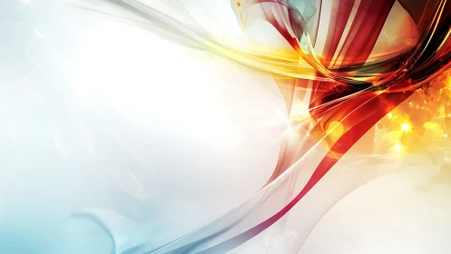 Solar ribbons surge across a crystalline abstract horizon.