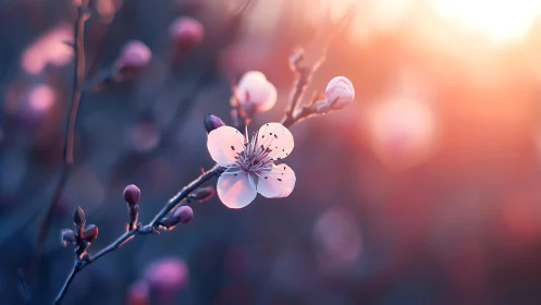 Delicate flower blooms with shallow depth of field rendering