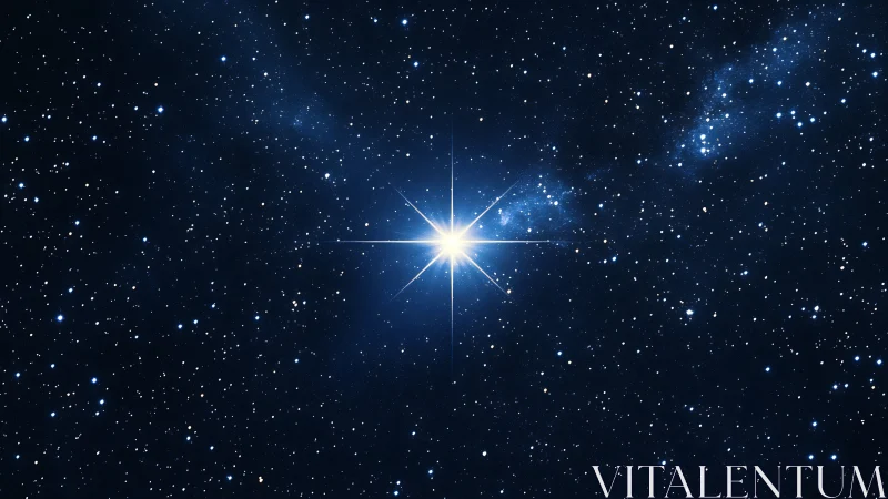 Brilliant lone star radiates light across deep cosmos.