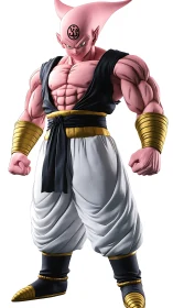 Pink alien warrior stands in dramatic battle-ready pose.