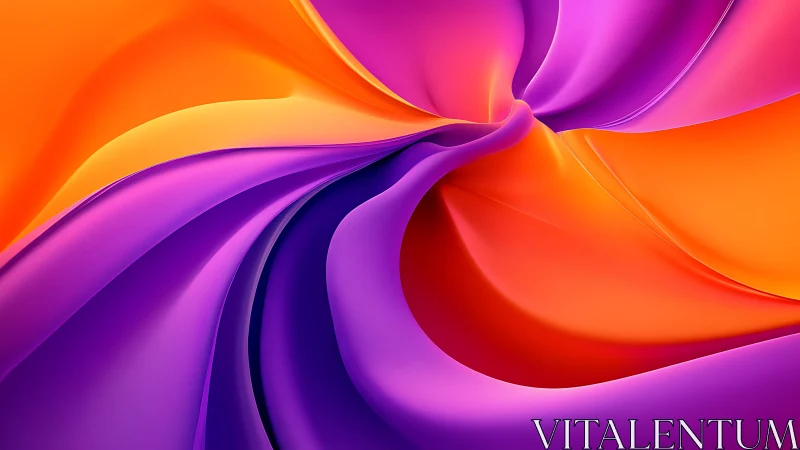 Digital painting of folded chromatic ribbons in radial motion.