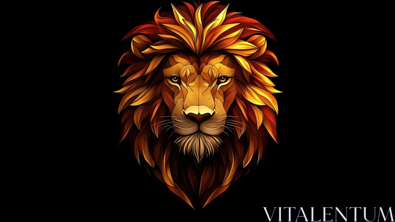 Regal lion portrait with stylized flaming gradient mane.