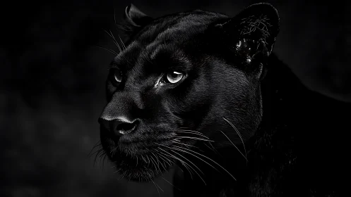 Black Panther Portrait in Darkness