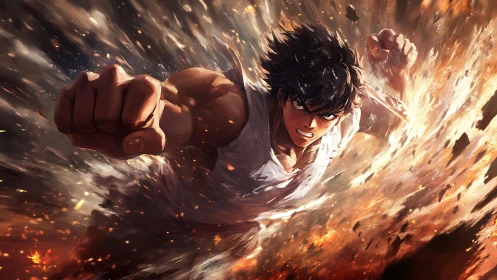 Fist of comet fire shatters the sky in blazing motion.