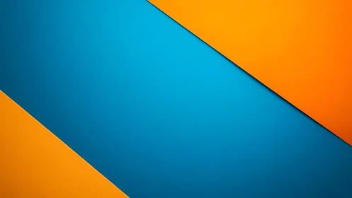 Diagonal orange and blue panels create a bold modern backdrop