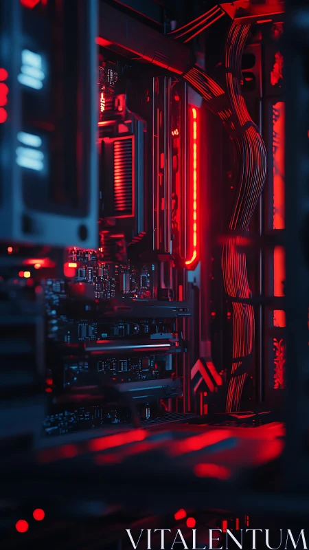 High-end gaming PC interior glows with red LED lighting