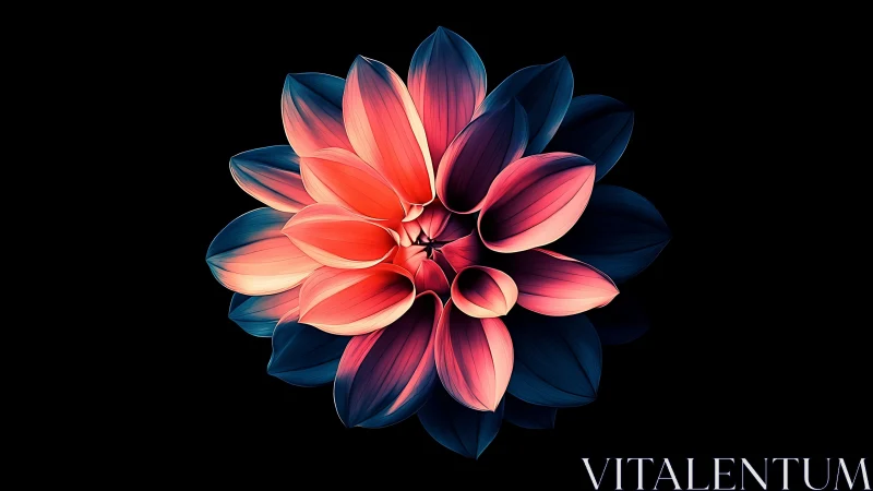 Crimson Petals Bloom in Neon Gradient Dance.