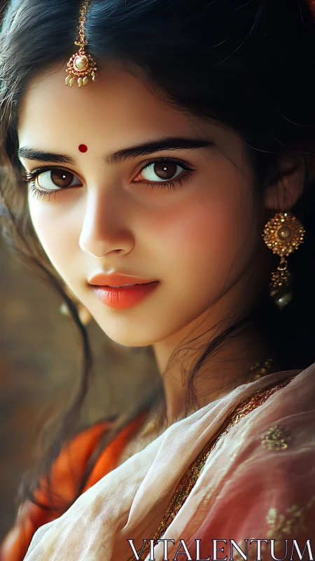 Softly lit portrait honors timeless South Asian elegance