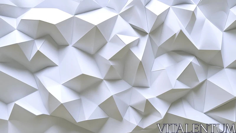White low poly 3D surface shows faceted geometric relief