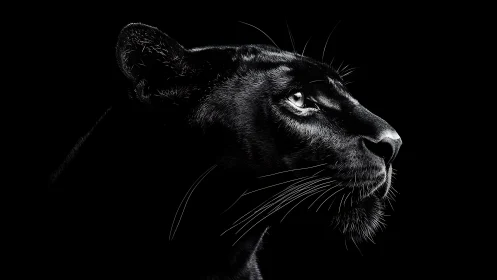 Panther head profile rendered against black background