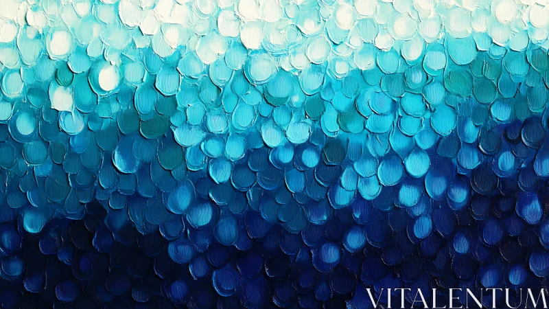 Textured impasto blue gradient scales form layered aquatic depth