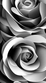 Monochromatic Rose Blooms in Abstract 3D Rendering