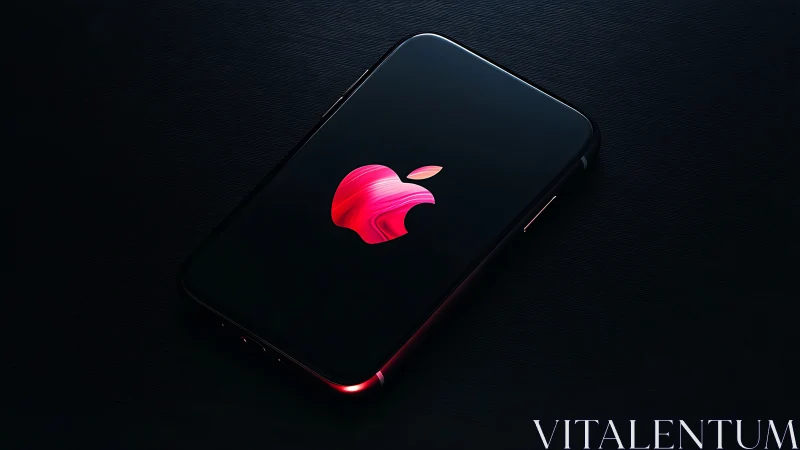 Neon Apple Logo Glowing on Dark Smartphone Display.