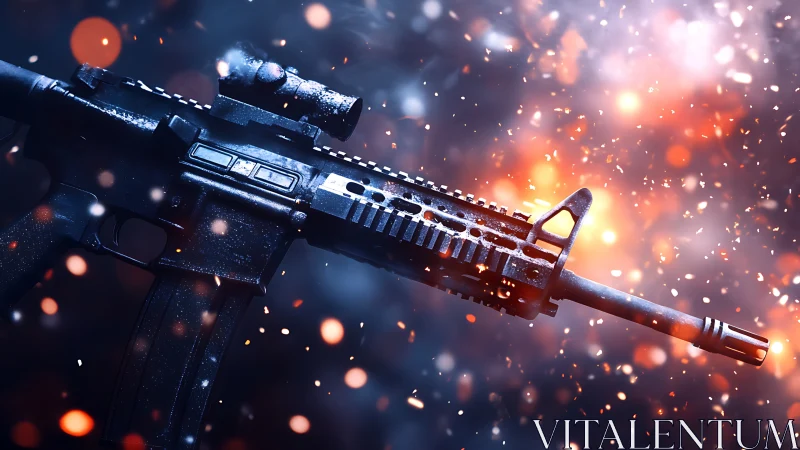 Tactical AR-15 Rifle with Dynamic Muzzle Flash Effect.