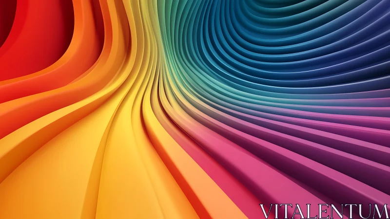 Curved multicolored 3D bands form layered radial tunnel