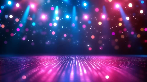 Spectral stage array with volumetric beams and bokeh field.