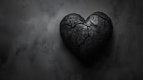 Cracked obsidian heart hangs heavy in charcoal silence