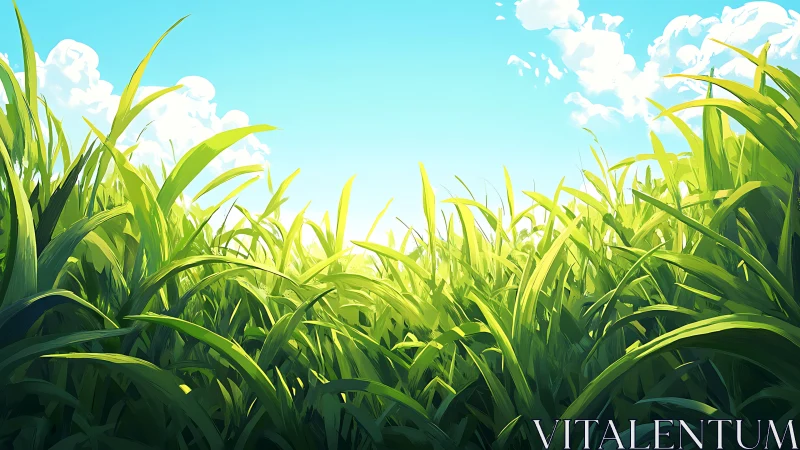 Sunlit grassland daydream under a wide summer sky.