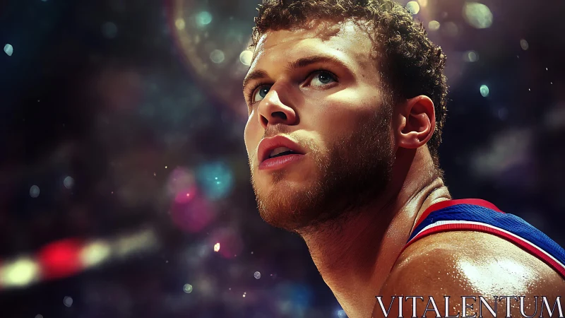 Basketball player portrait under arena lights captured courtside
