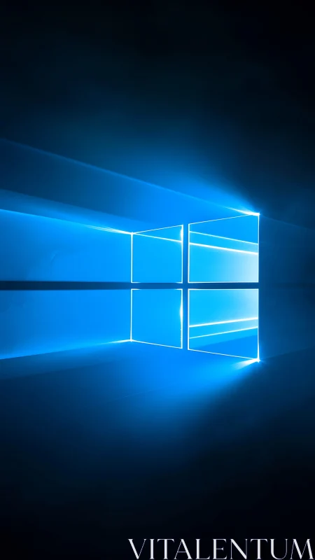 Electric window of light carving a portal in deep blue.