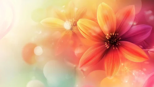 Digital composite flowers with gradient color transition