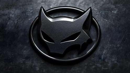 Sleek black panther emblem in metallic 3D style on dark background.