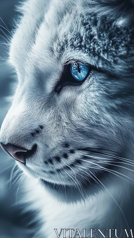Arctic Sentinel: Blue-Eyed Gaze Pierces Snow.