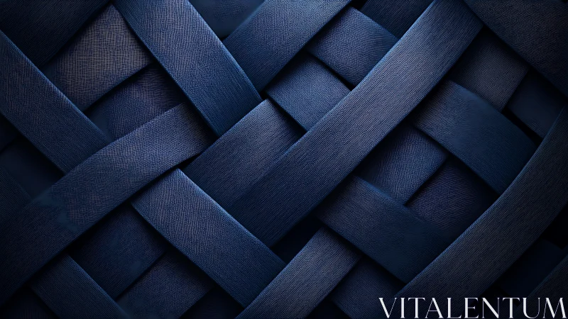 Interlaced dark blue bands forming woven geometric grid.