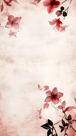 Vertical floral border with soft pink watercolor flowers.
