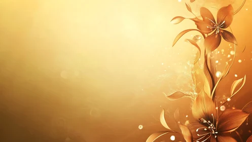 Golden Flowers Ethereal Light Bokeh Design.