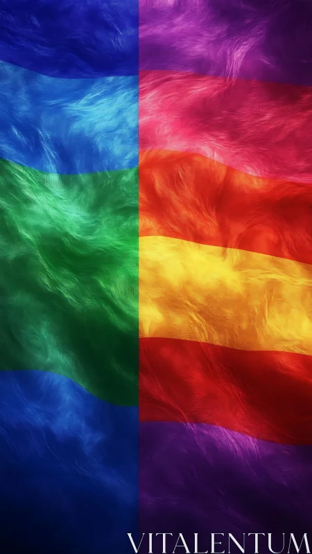 Quadrant layout of textured multicolor abstract waves.