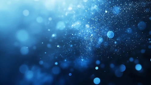Abstract blue bokeh lights with dreamy cosmic effect background.