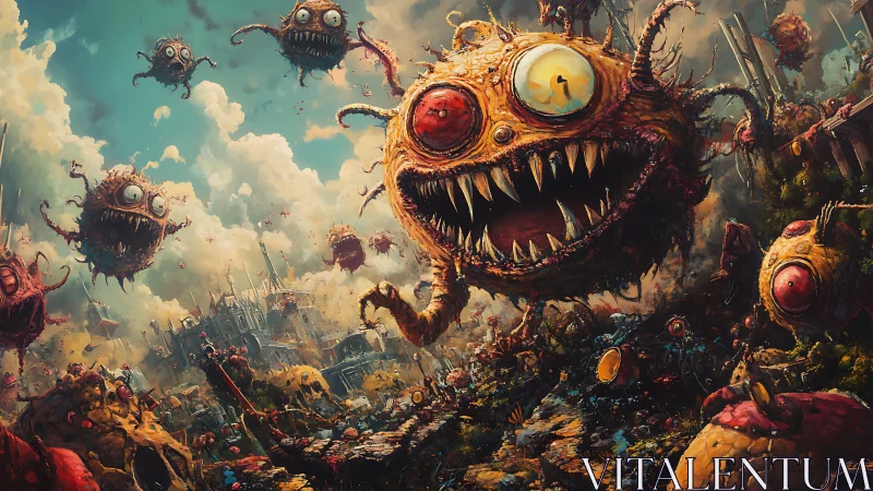 Whirling one-eyed monsters gleefully swarm a wild wasteland