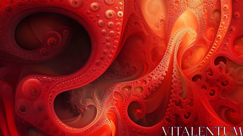 Crimson fractal currents flow through organic swirling forms.
