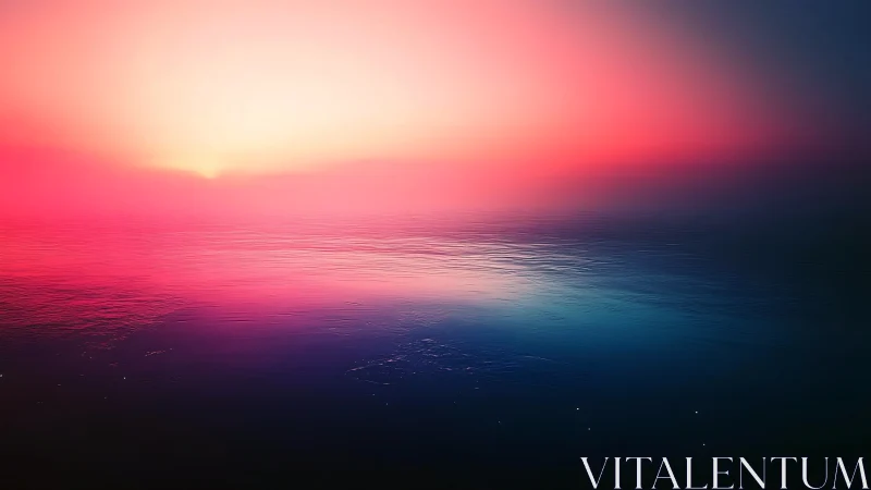 Calm horizon under pink and blue gradient sunset sky.